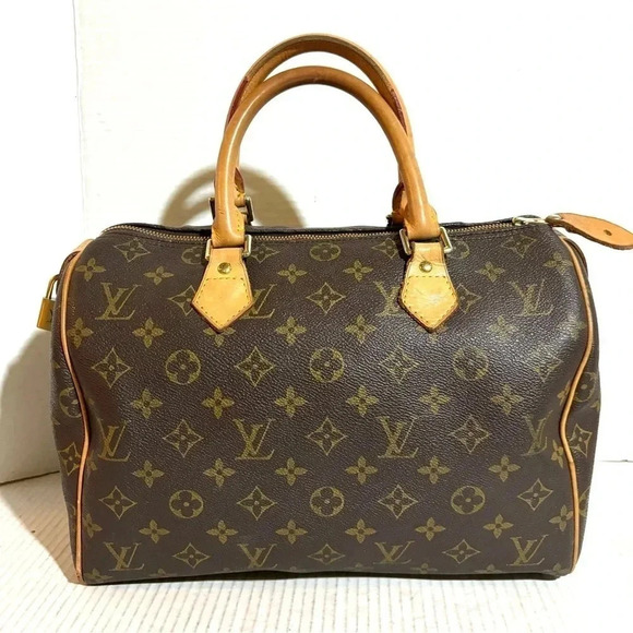 Louis Vuitton monogram speedy 45 vintage brown coated canvas LV top handle bag